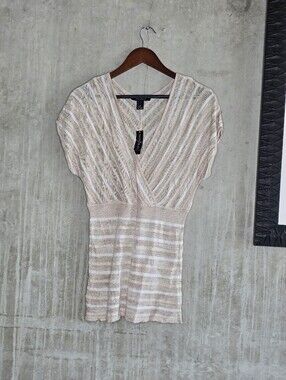 White House Black Market Pearl Dust Blouse Size L
